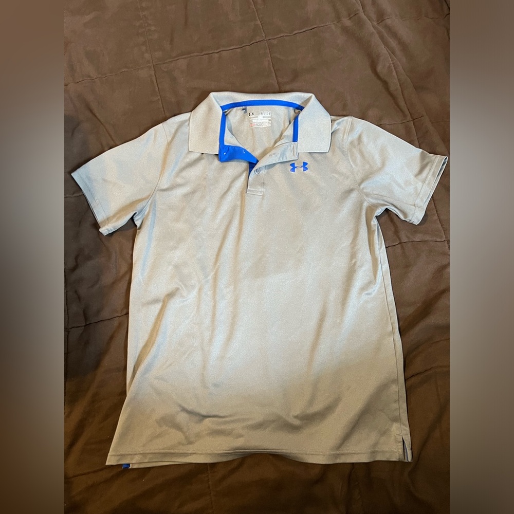Under Armour Boys Gray Polo Shirt Youth Extra Large